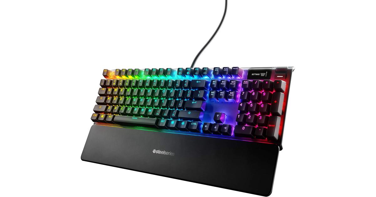 SteelSeries Apex Pro Full Size RGB Mechanical Gaming Keyboard With OLED Smart Display,OmniPoint Adjustable Switches, World’s Fastest Mechanical Switches