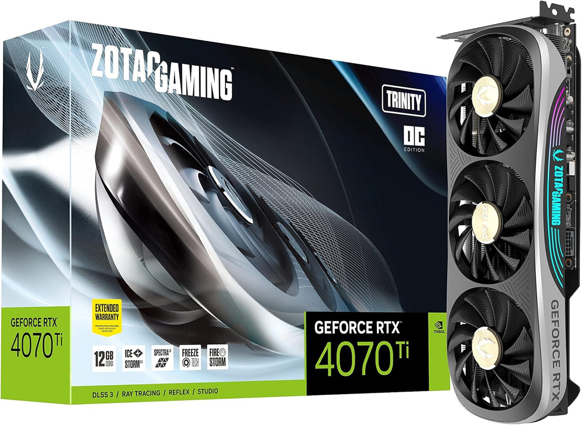 Gaming GeForce RTX 4070 Ti Trinity OC DLSS 3 12GB GDDR6X 192-bit 21 Gbps PCIE 4.0 Gaming Graphics Card, IceStorm 2.0 Advanced Cooling, Spectra 2.0 RGB Lighting, ZT-D40710J-10P