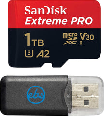 SanDisk Extreme Pro 1TB Micro SD Memory Card for Insta360 One RS Twin, One RS 4K, One RS 1-inch Action Camera (SDSQXCZ-1T00-GN6MA) v30 4k A2 Bundle with 1 Everything But Stromboli MicroSD Card Reader