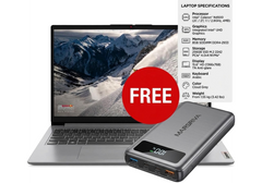 Laptop Lenovo IdeaPad 1 15IJL7 Super Light Wight Intel® Celeron® N4500, 8GB DDR4, 256GB SSD, SD Card Reader, Cloud Grey w/ MARSRIVA 10000mAh Fashion Power Bank