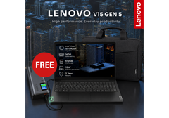 Lenovo V15 Gen 5 i Laptop Free Power Bundle, Intel Core i5-13420H. 4.0GHz High-Performance, 16GB DDR5, 512GB SSD, 15.6" FHD, Ethernet (RJ-45), 2 Year Warranty w/ Laptop Case & Promate 130W Laptop Power Bank 20000mAh Titan-130