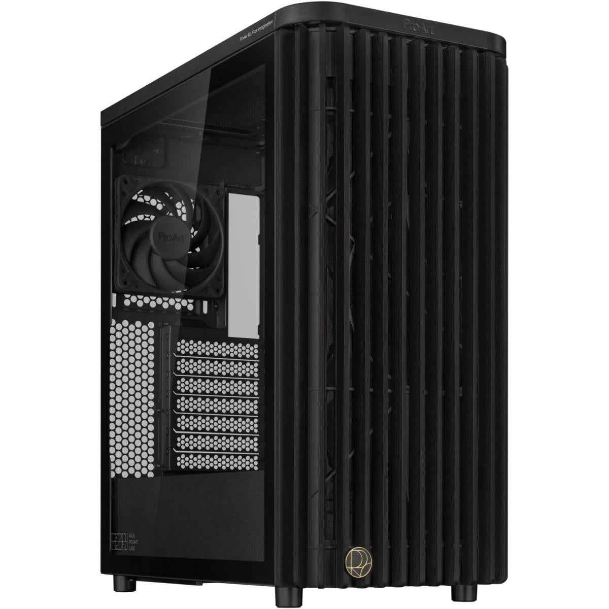 ASUS ProArt PA401 Wood Edition - Tempered Glass Panel (Black) ATX Mid Tower Gaming Case, Performance Open Grille Front Design w/ USB Type-C & (2 x160mm + 1x 120mm) Fans | ProArt PA401 Wood Edition + TG |