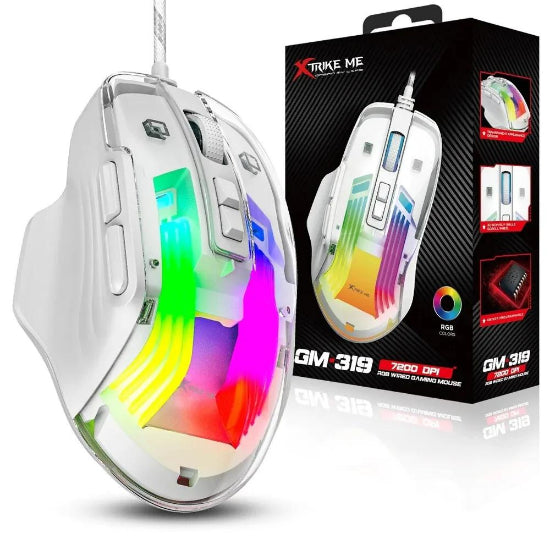 SHT Wired Gaming Mouse, 7200DPI, White - GM-319
