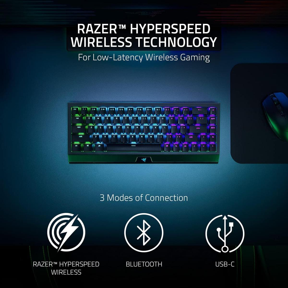 Razer Blackwidow V3 Mini Hyperspeed 65% Wireless Mechanical Yellow Switches Phantom Pudding Keycaps Up To 200hrs Battery Life Razer Blackwidow V3 Mini Hyperspeed 65% Wireless Mechanical Yellow Switches Phantom Pudding Keycaps Up To 200hrs Battery Life