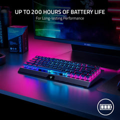 Razer BlackWidow V3 Mini HyperSpeed 65% Wireless Mechanical Yellow Switches Phantom Pudding Keycaps up to 200Hrs Battery Life