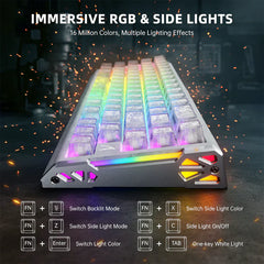 ATTACK SHARK R68HE 60% Wired Rapid Trigger 8K Mechanical RGB Gaming Keyboard with 0.005mm Accuracy,0.08ms Latency,256K Scan,Hall Effect Magnetic Switch,Carbon Fiber+CNC Aluminum Alloy for PC FPS(Ice)