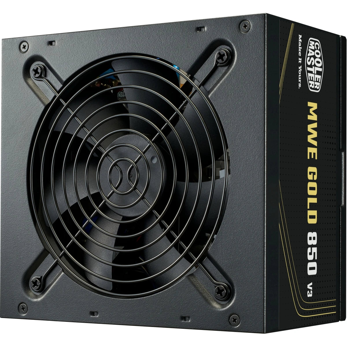 Cooler Master MWE V3 Series 850W Gold Non-Modular Power Supply - Active PFC - ATX Version: ATX 12V Ver. 3.1 - Input Frequency: 50-60Hz - Fan Size: 120mm - Fan bearing: HDB - Fan Speed: 2400RPM - 80 PLUS Gold - MTBF: >100,000 hours