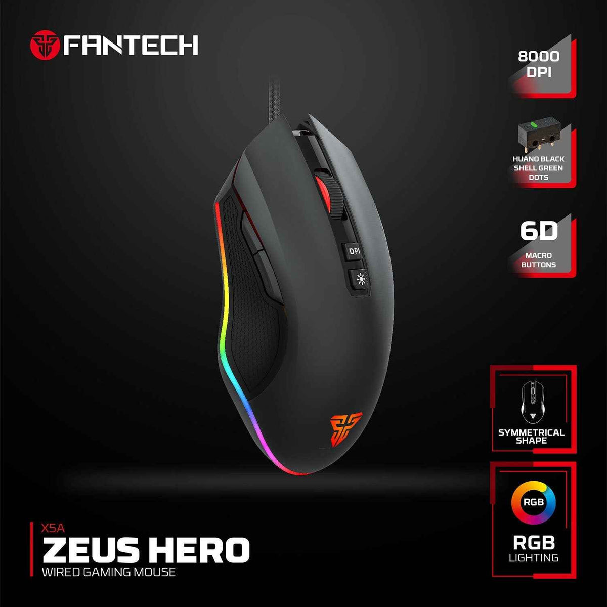 Fantech Zeus X5A Gaming Mouse 8000 DPI
