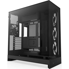 NZXT H9 Flow (2025) Panoramic Perforated Dual-Chamber Mid-Tower Tempered Glass New Design Gaming Case w/ 3X F140Q Fans + 1XF120Q & Back-Connect Ready - Black | CM-H92FB-01 |