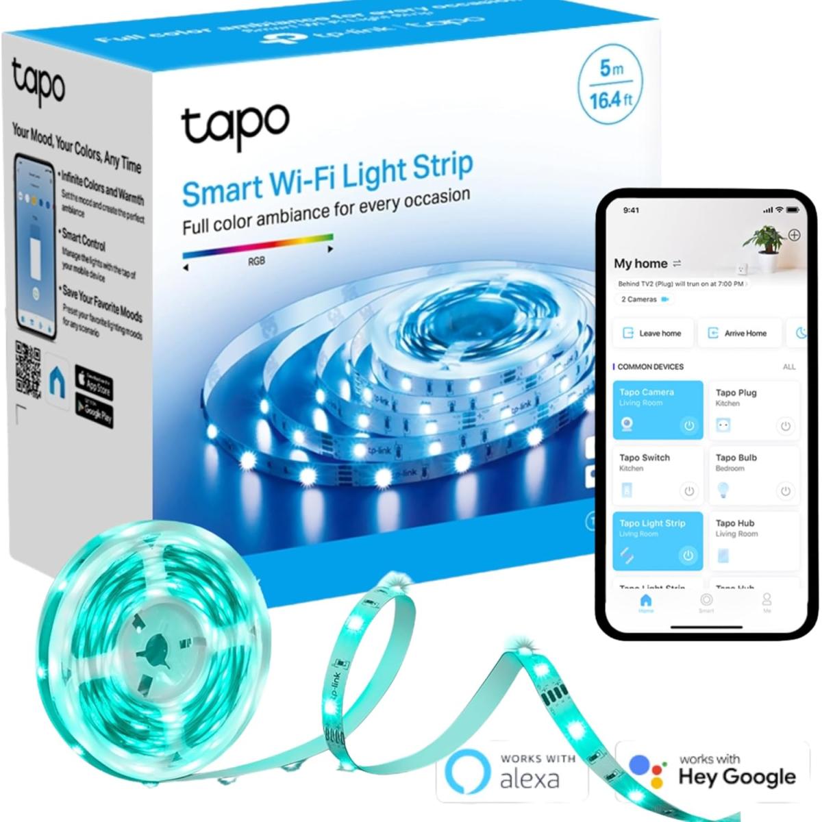 TP-Link Tapo L900-5 LED Strip Light Smart Led Light Strips 5m WiFi App Control RGB Multicolour LED Lights Works with Alexa & Google Home