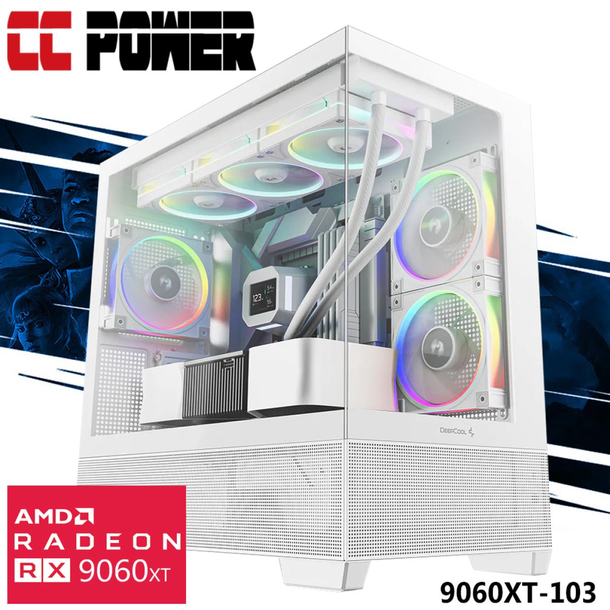CC Power 9060XT-103 Gaming PC NEW 8Gen AMD Ryzen 5 8400F 6-Cores w/ AMD Radeon RX 9060 XT 16GB DDR6 & Advanced Air Cooler