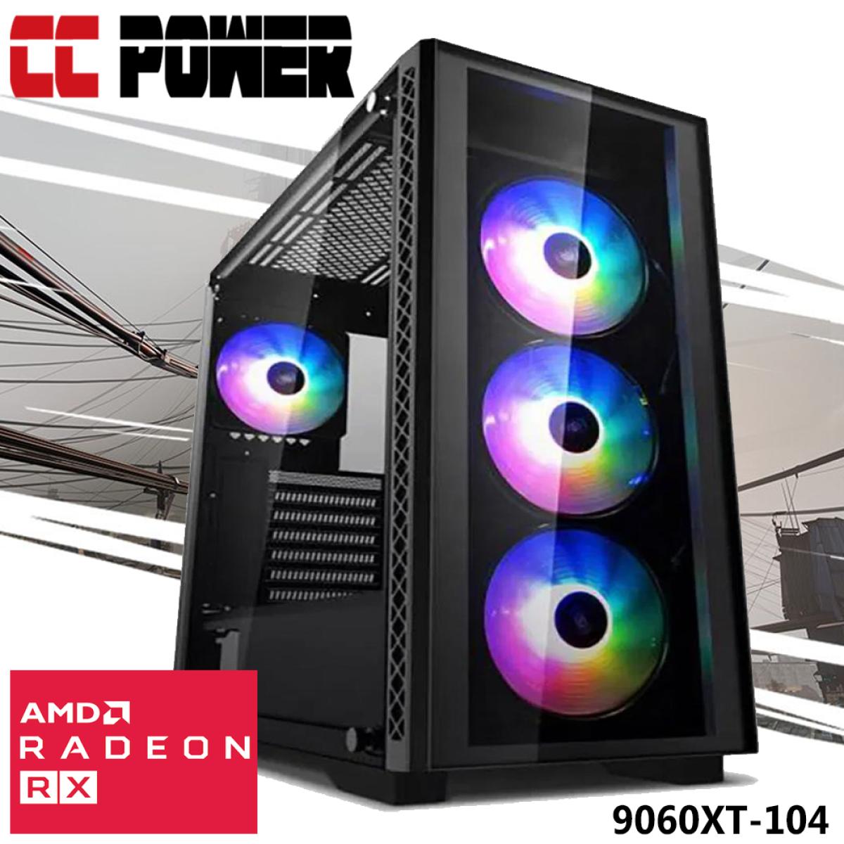 CC Power 9060XT-104 Gaming PC 5Gen AMD Ryzen 7 8-Cores w/ AMD Radeon RX 9060 XT 16GB DDR6 & Advanced Air Cooler
