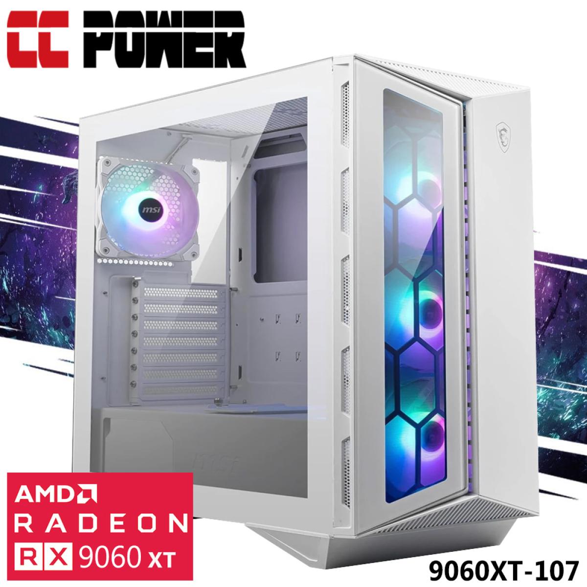 CC Power 9060XT-107 Gaming PC NEW 8Gen AMD Ryzen 5 9600X 6-Cores w/ AMD Radeon RX 9060 XT 16GB DDR6 & Advanced Air Cooler