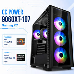 CC POWER 9060XT-107 Gaming PC – AMD Ryzen 5 5600X | Radeon RX 9060 XT 16GB | 16GB DDR4 | 500GB NVMe