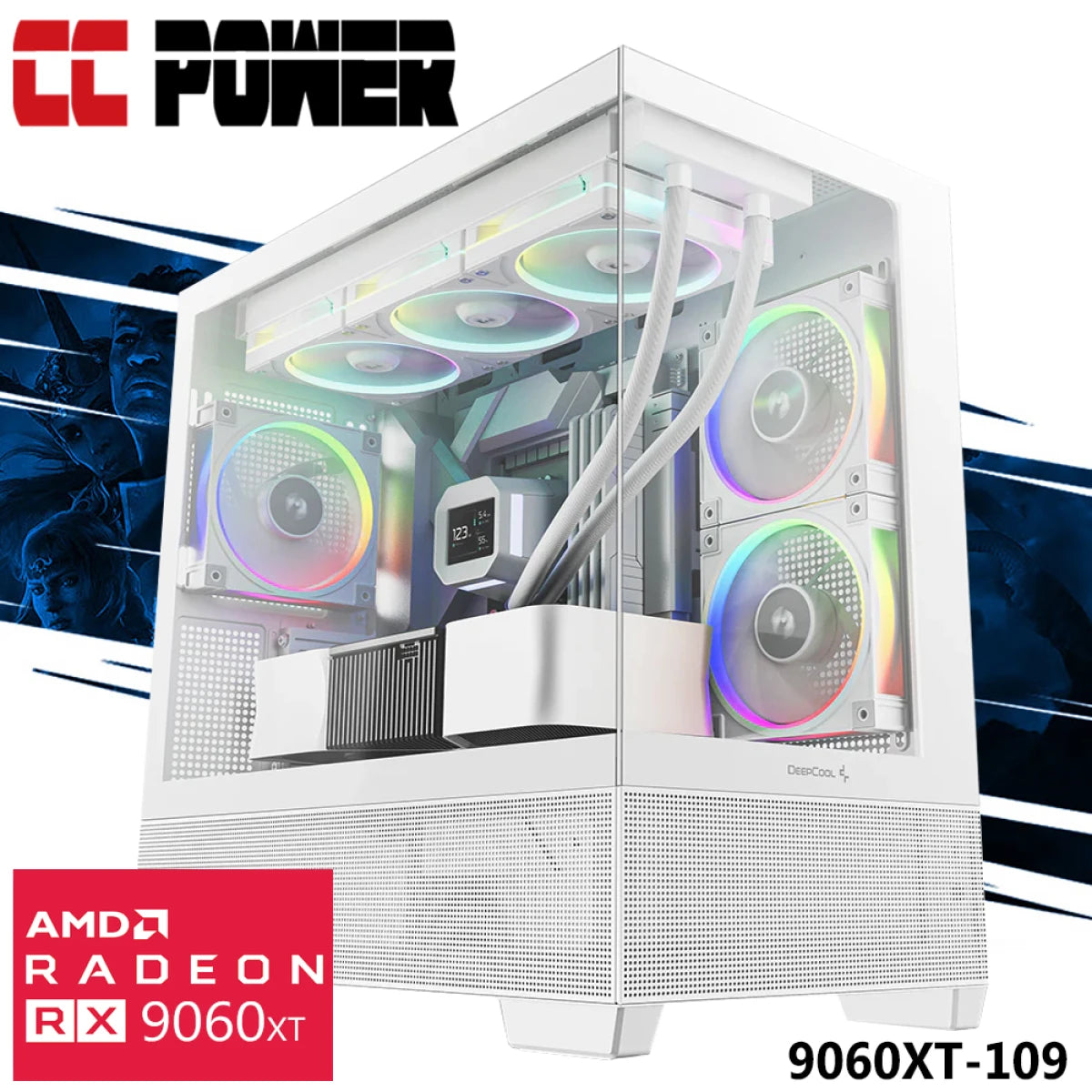 CC Power 9060XT-109 Gaming PC NEW 7Gen AMD Ryzen 5 7500F 6-Cores w/ AMD Radeon 9060 XT 8GB DDR6 & Advanced Air Cooler