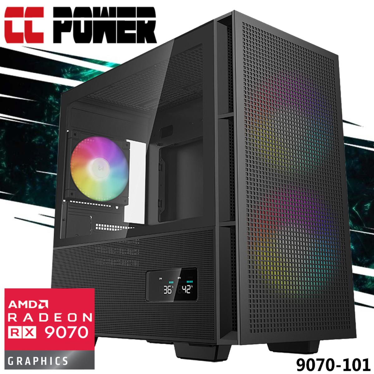 Cc Power 9070 101 Gaming Pc New 9gen Amd Ryzen 7 7700 8 Cores W/ Amd Radeon 9070 16gb Ddr6 & Ddr5 Memory & Advanced Air Cooler - CompuMe