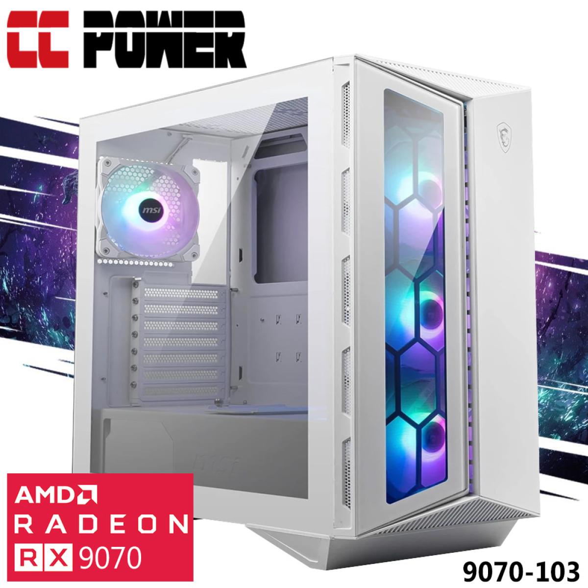 CC Power 9070-103 Gaming PC NEW 8Gen AMD Ryzen 5 9600X 6-Cores w/ AMD Radeon RX 9070 16GB DDR6 & Advanced Air Cooler