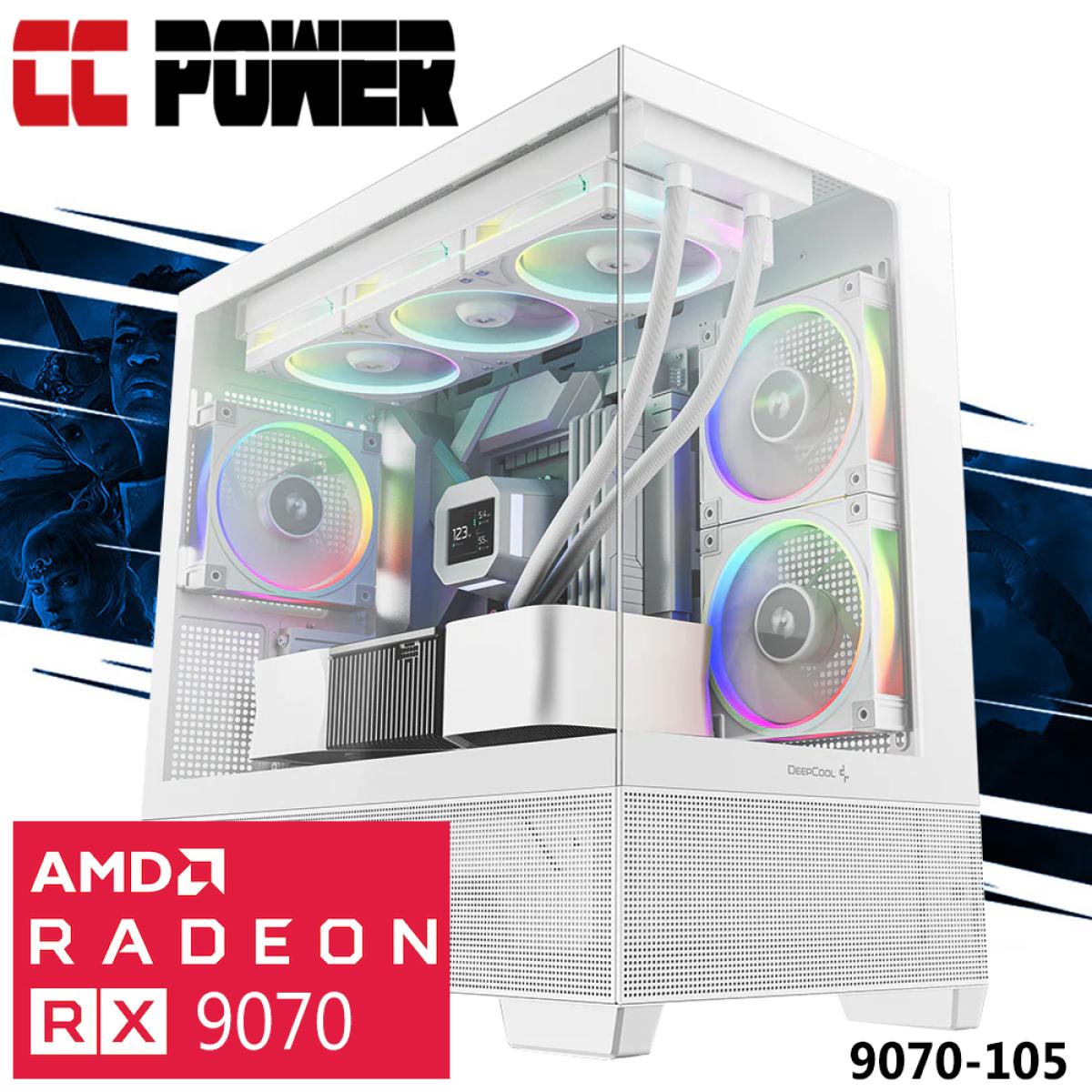 CC Power 9070-105 Gaming PC NEW 14Gen Intel I5 K-Series 14-Cores w/ AMD Radeon 9070 16GB DDR6 & Advanced Air Cooler