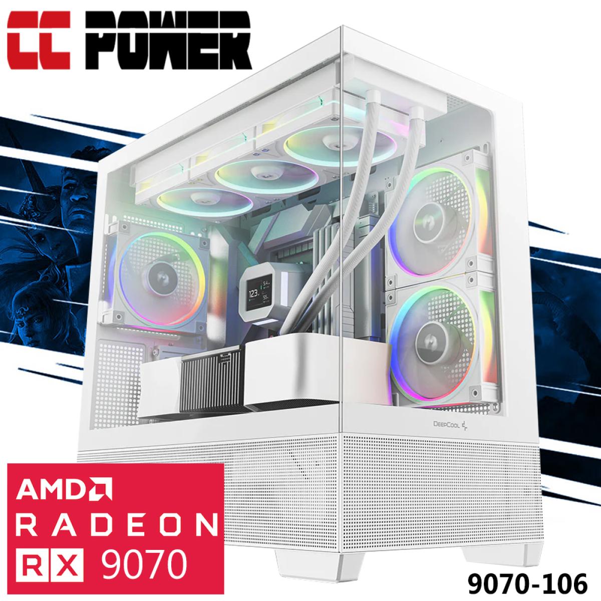 CC Power 9070-106 Gaming PC NEW Intel Core Ultra 5 K-Series 14-Cores w/ AMD Radeon 9070 16GB DDR6 & Liquid Cooler