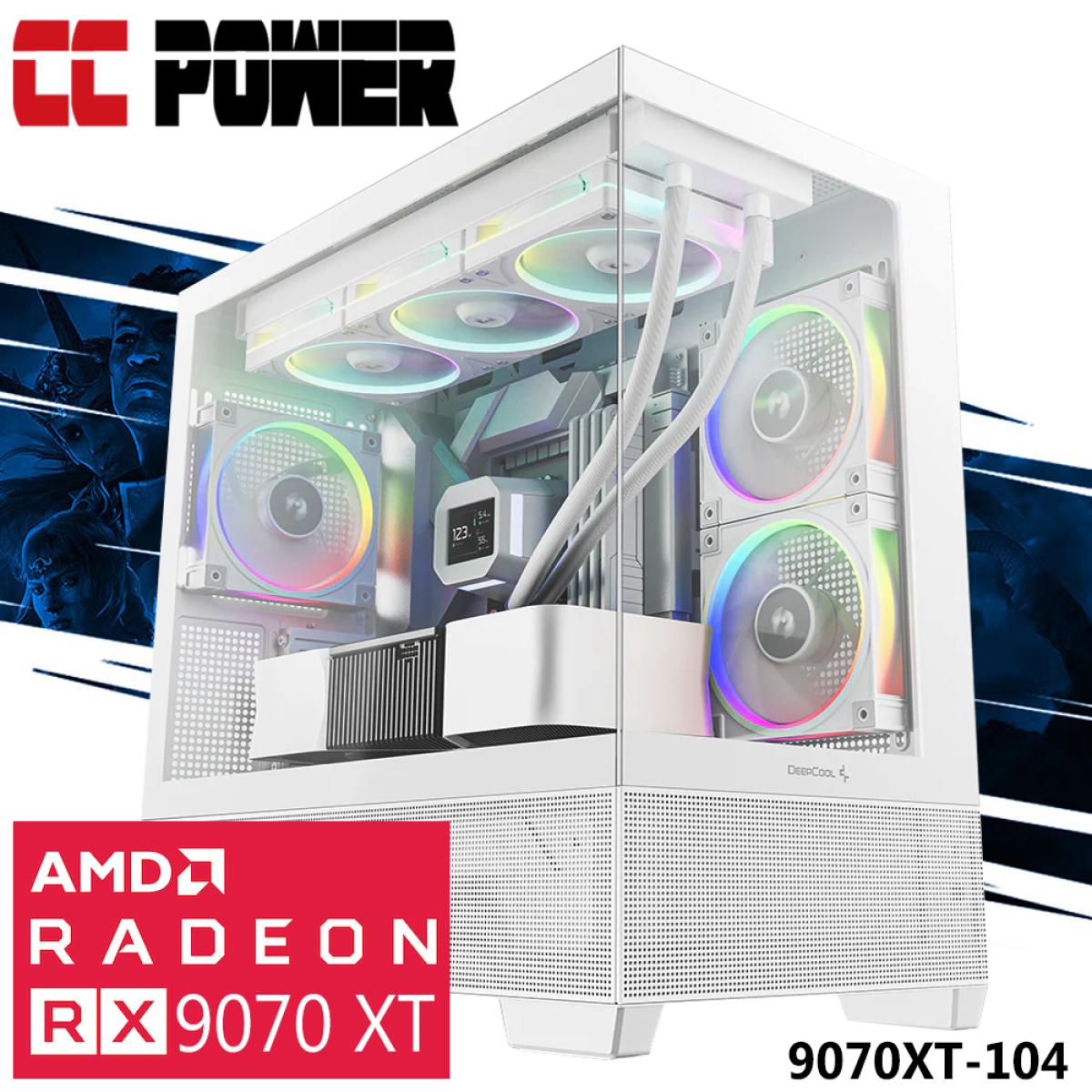 CC Power 9070XT-104 Gaming PC NEW 14Gen Intel I5 K-Series 14-Cores w/ AMD Radeon RX 9070 XT 16GB GDDR6 & Liquid Cooler