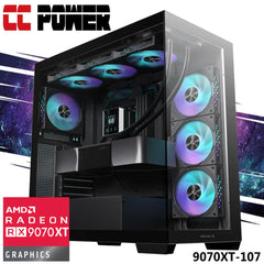 Cc Power 9070xt 107 Gaming Pc 14gen Intel Core I9 K Series 24 Cores W/ Amd Radeon Rx 9070 Xt 16gb Gddr6 & Liquid Cooler - CompuMe