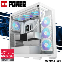 CC Power 9070XT-108 Gaming PC NEW 9Gen AMD Ryzen 7 9800X3D 8-Cores w/ AMD Radeon RX 9070 XT 16GB GDDR6 & Liquid Cooler