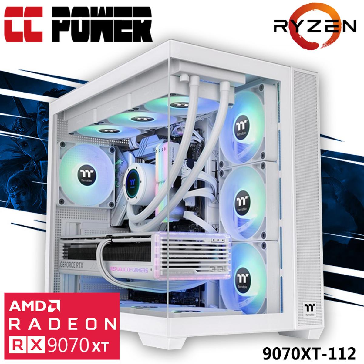 CC Power 9070XT-112 Gaming PC NEW 9Gen AMD Ryzen 9 9900X3D 12-Cores w/ AMD Radeon RX 9070 XT 16GB GDDR6 & Liquid Cooler