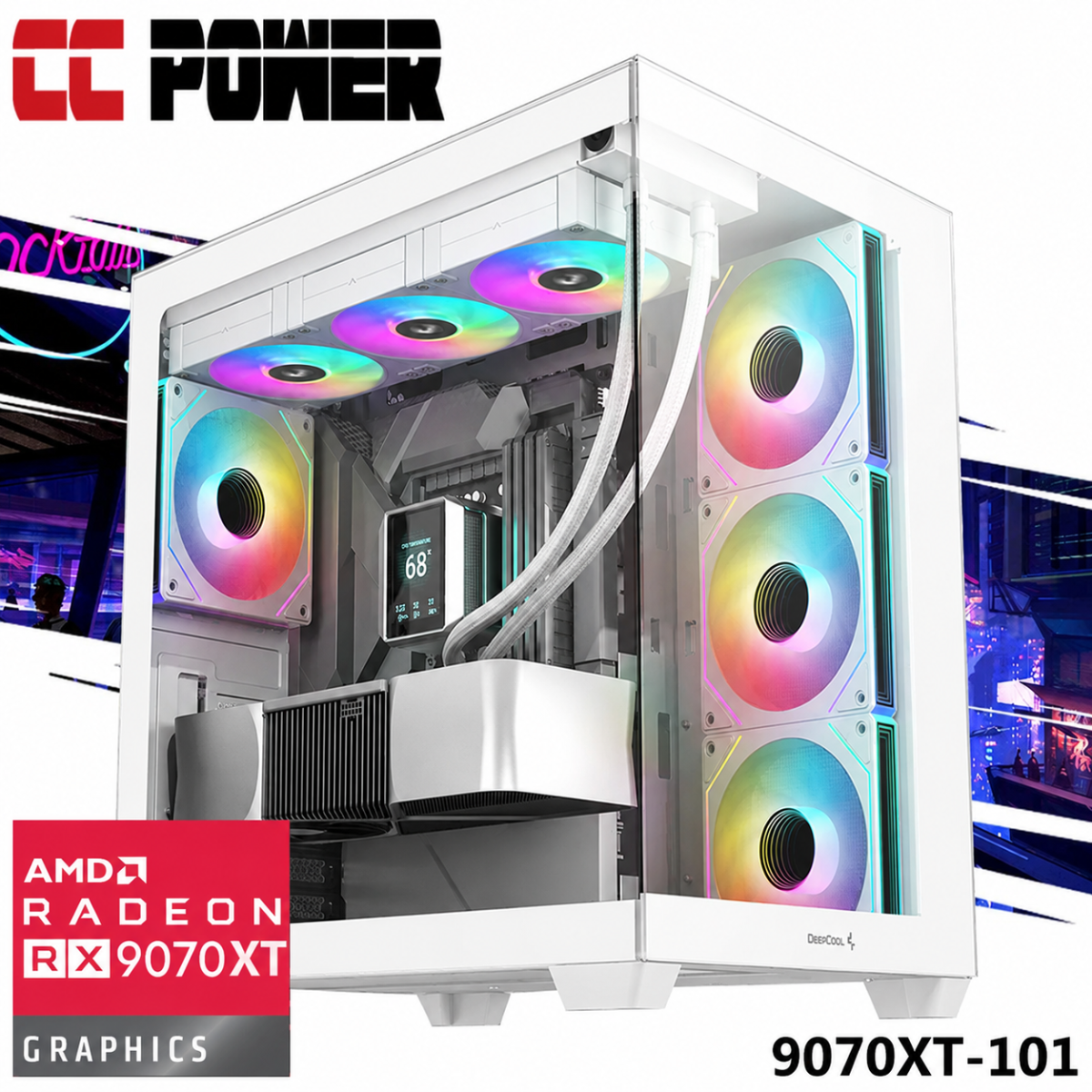 CC Power 9070XT-101 Gaming PC 14Gen Intel Core i7 20-Cores w/ AMD Radeon RX 9070 XT 16GB GDDR6 & Advanced Air Cooler