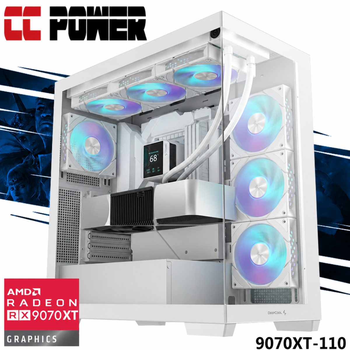 CC Power 9070XT-110 Gaming PC NEW 9Gen AMD Ryzen 9 9950X3D 16-Cores w/ AMD Radeon RX 9070 XT 16GB GDDR6 & Liquid Cooler