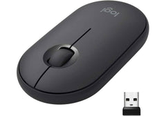 Logitech Pebble Mouse Slim Bluetooth or 2.4 GHz Receiver Wireless Mouse, Portable, Lightweight, Customizable Button, Quiet Clicks, Easy-Switch for Windows, macOS, iPadOS, Android, Chrome OS - Graphite