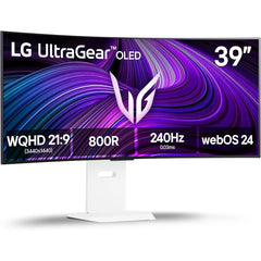 LG 39GX90SA-W UltraGear™ Smart 39” OLED Curved 800R 2K 240Hz 0.03ms HDR True Black 400 webOS 24 AI Picture & Sound G-SYNC Compatible HDMI 2.1 & USB C Adjustable Stand - White
