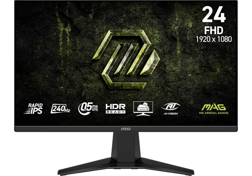 MSI MAG 245F X24 – 23.8" Flat Rapid IPS FHD Gaming Monitor, 240Hz, 0.5ms Response, HDR Ready, FreeSync Premium, HDMI 2.0b & DisplayPort 1.2a - 3 Years Warranty