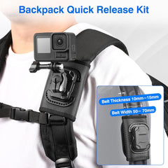 Backpack Mount Shoulder Strap Clip Holder 360° Bag Belt Adjust Quick Release Adapter for Insta360 X5 X4 Air Ace Pro 2 for DJI Osmo 360 Nano Action 6 5 Pro Pocket 3 for GoPro Max2 13 12 11 Accessories
