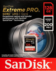 SanDisk 128GB SD Extreme Pro Memory Card (Two Pack) Works with Nikon D3500, D7500, D5600 Digital DSLR Camera (SDSDXXD-128G-GN4IN) Bundle with (1) Everything But Stromboli MicroSDXC & SD Card Reader