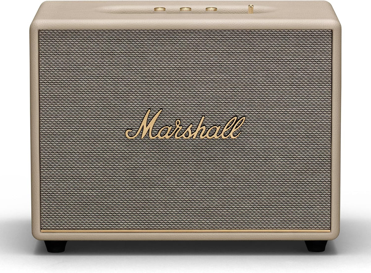 Woburn III Bluetooth Home Speaker - Loud Stereo Sound with Bass and Treble Controls | Plug-in Powered | Record Player Compatible | HDMI, RCA, 3.5 mm Aux Inputs - Cream