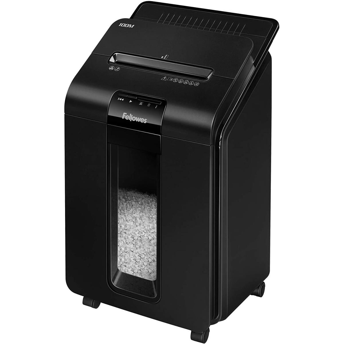 Fellowes AutoMax™ 100M Mini-Cut Shredder 100-Sheet Auto Feed & 10-Sheet Manual Security Level P-4 Fellowes AutoMax™ 100M Mini-Cut Shredder 100-Sheet Auto Feed & 10-Sheet Manual Security Level P-4