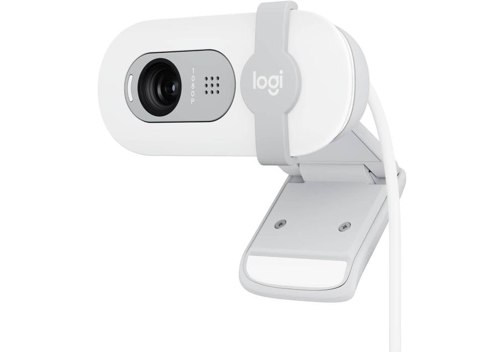 Logitech Brio 100 Full HD 1080p Webcam for Meetings and Streaming, Auto-Light Balance, Built-in Mic, Privacy Shutter, White