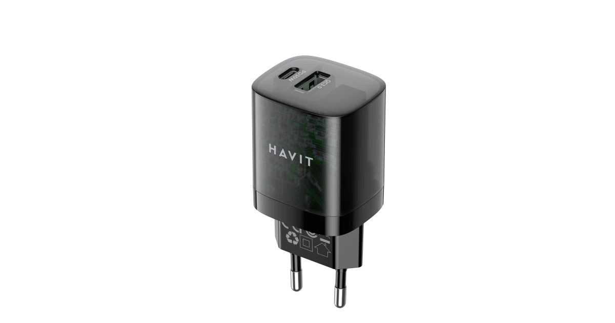 Havit UC303 EU 2-Port Travel Charger – 30W (Black)