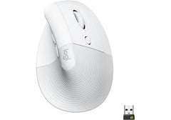 Logitech Lift Vertical Ergonomic Mouse, Wireless, Bluetooth or Logi Bolt USB receiver, Quiet clicks, 4 buttons - Off White