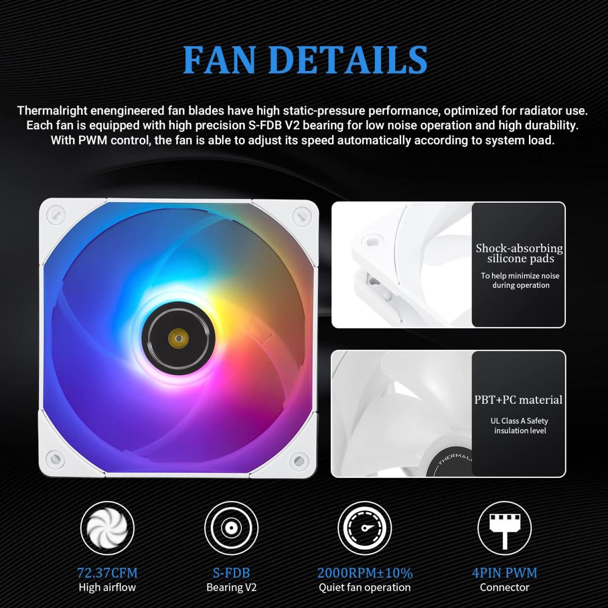 Thermalright ARGB PWM FDB bearing cooling fan for PC cooling