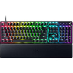 Razer Huntsman V3 Pro Esports Analog Optical Switches Razer Snap Tap Rapid Trigger Adjustable Actuation Media Keys & Dial Doubleshot PBT Keycaps Wrist Rest - Black