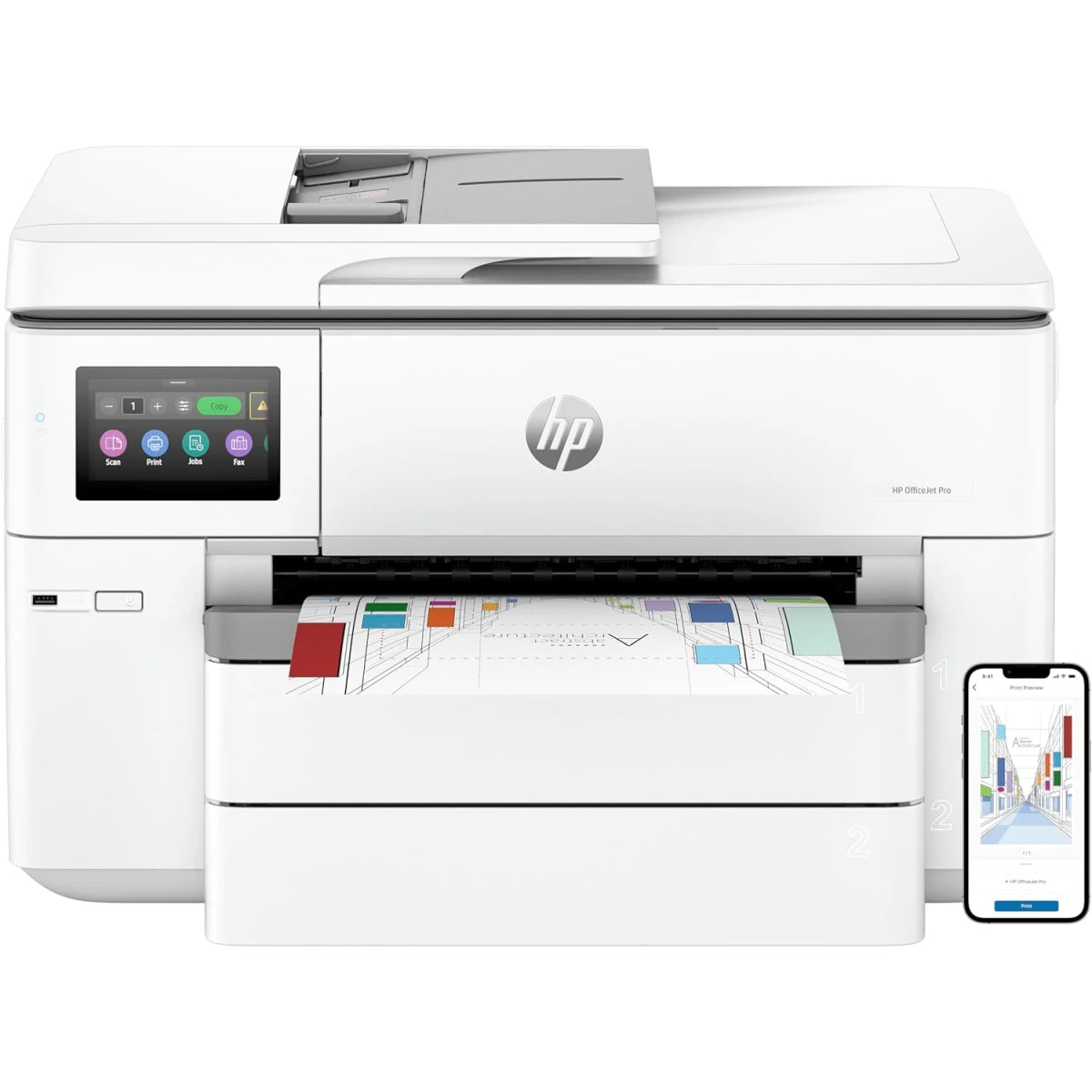 HP OfficeJet Pro 9730 All-in-One Wide Format A3 Color Printer with Wireless Printing Works & ADF, Duplex
