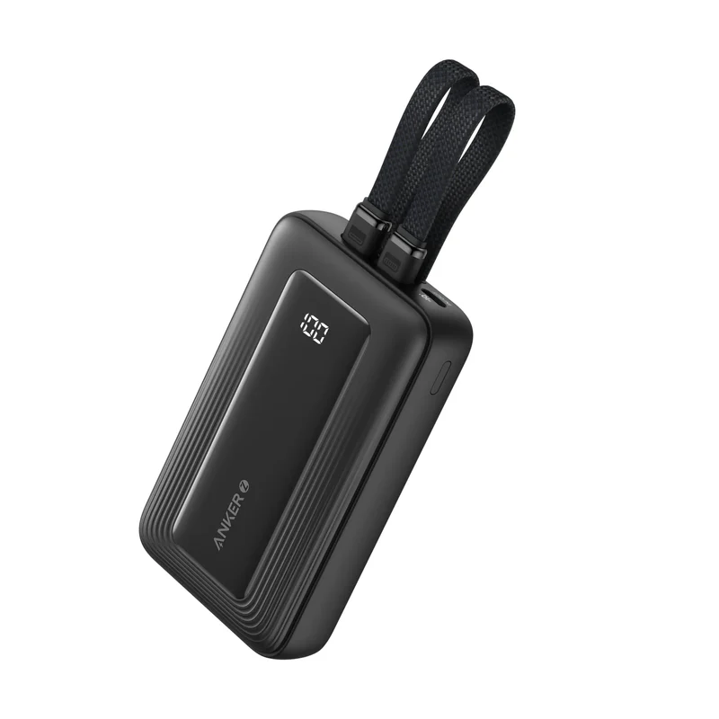 Anker Power Bank (10K-30W- Built-In USB- C+Lightning Cable) - Black