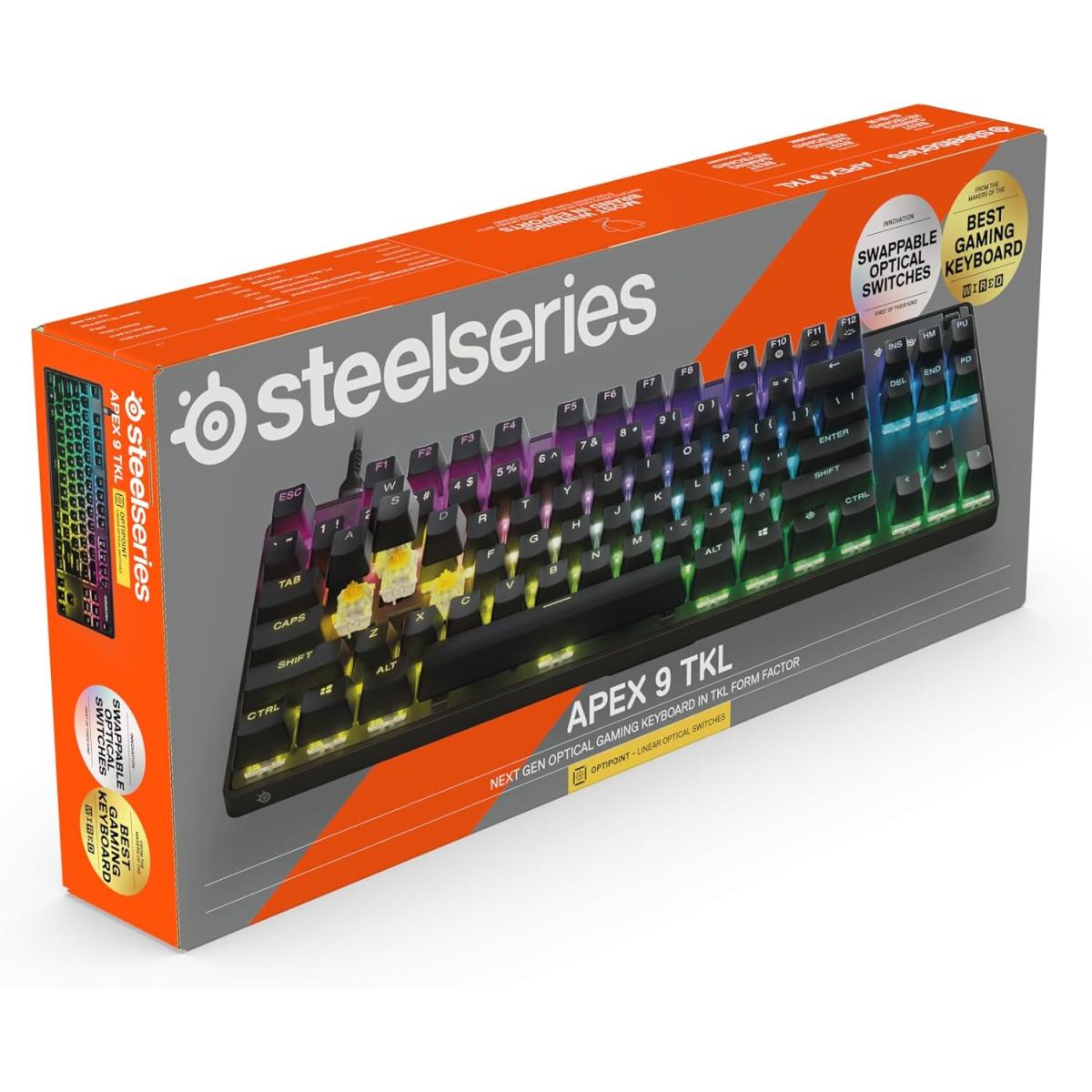 Steelseries Apex 9 Tkl Mechanical Gaming Keyboard Optical Switches 2 Point Auation Keyless Compa Size Removable Switches Us Layout (qwerty)