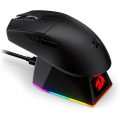 Redragon K1NG M999 Ultra Lightweight Wireless Gaming Mouse with RGB Magnetic Charging Dock, BT/2.4G Wireless/Wired Optical Mice, 45000 DPI, 5 Programmable Buttons for PC/Mac, Black