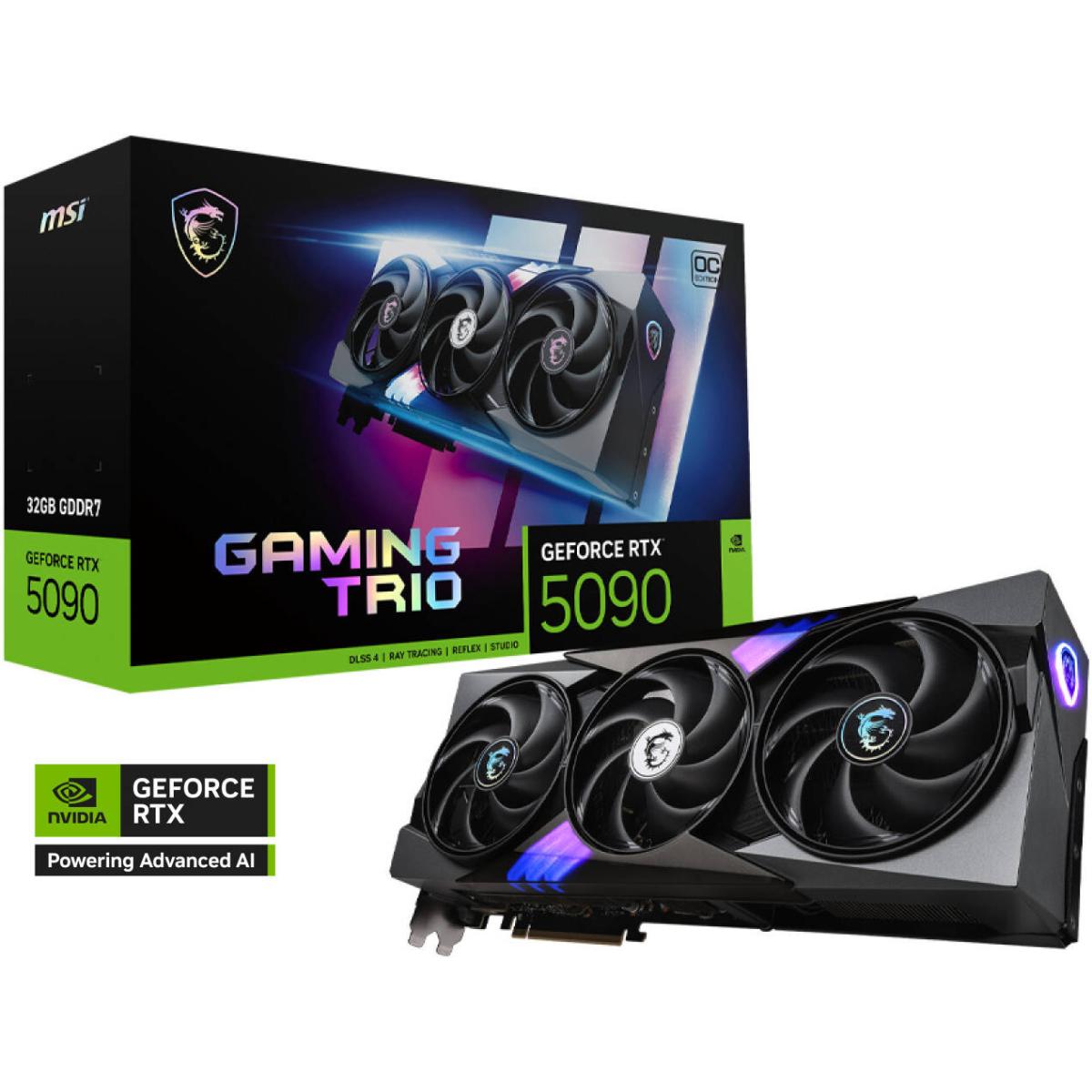 Msi Geforce Rtx 5090 Gaming Trio Oc 32gb Gddr7 512 Bit Memory, 2482 Mhz Boost Clock, 28 Gbps Memory Speed, 21760 Cuda Cores, Pci Express Gen 5