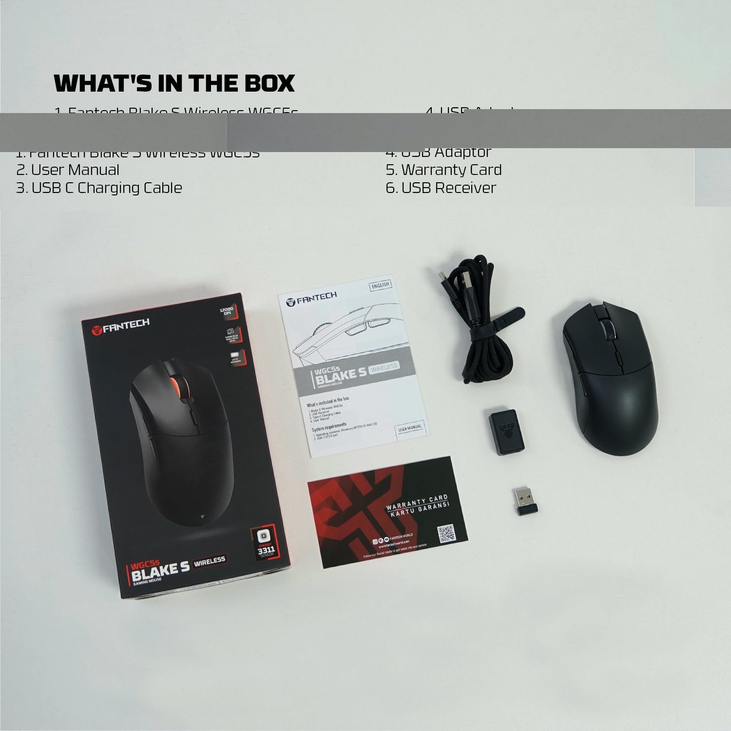 FANTECH WGC5S BLAKE S DUAL MODE WIRELESS GAMING MOUSE - BLACK with RGB with mice
