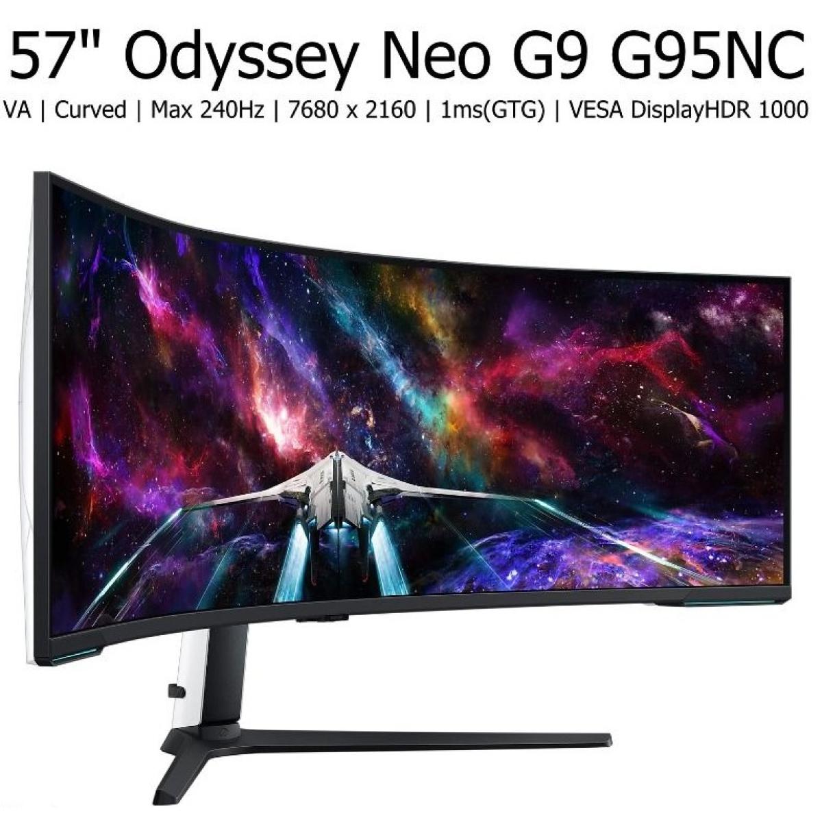 SAMSUNG 57" Odyssey Neo G9 G95NC Quantum Mini-LED Dual 4K UHD 1000R Curved 240Hz 1ms DisplayHDR 1000 AMD FreeSync Premium Pro w/ 2.1 DP & HDMI