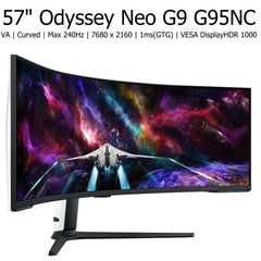 SAMSUNG 57" Odyssey Neo G9 G95NC Quantum Mini-LED Dual 4K UHD 1000R Curved 240Hz 1ms DisplayHDR 1000 AMD FreeSync Premium Pro w/ 2.1 DP & HDMI