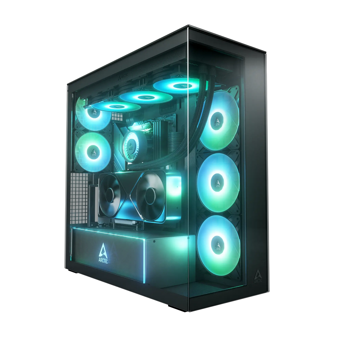 Arctic Xtender VG Black Mirror Glass Premium E-ATX PC Gaming Case with Vertical GPU Mounting
